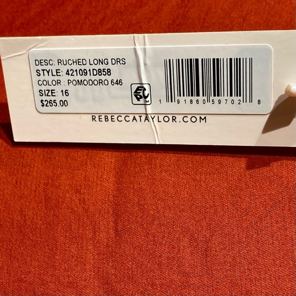 Rebecca Taylor NWT Ruched Top Long Dress Pomodoro Size 16 - Picture 12 of 16